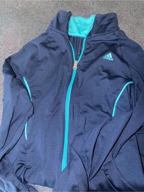 adidas Navy Jacket with Teal Trim and Logo